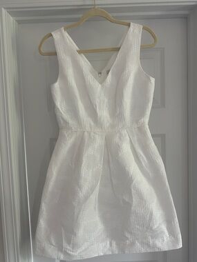 J. Crew White Textured Sleeveless V-Neck Mini Dress